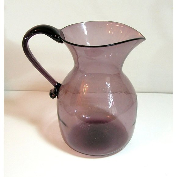 Blown Glass Pitcher Purple Glass - Picture 1 of 8